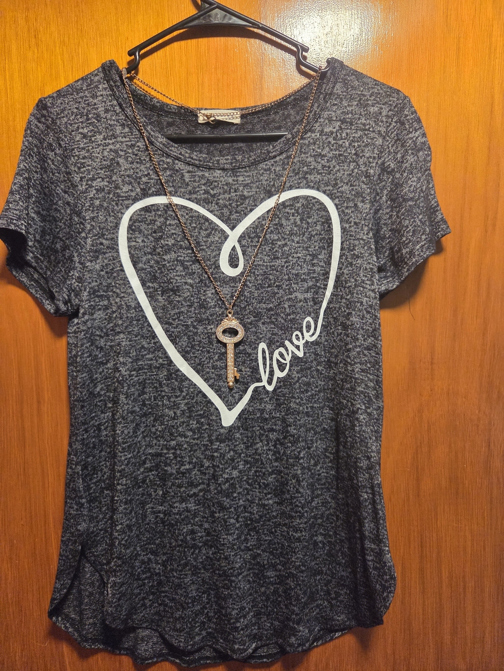 Occasion Gray Heart 'Love' Short Sleeve Tee. Never been worn.